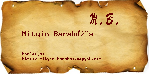 Mityin Barabás névjegykártya